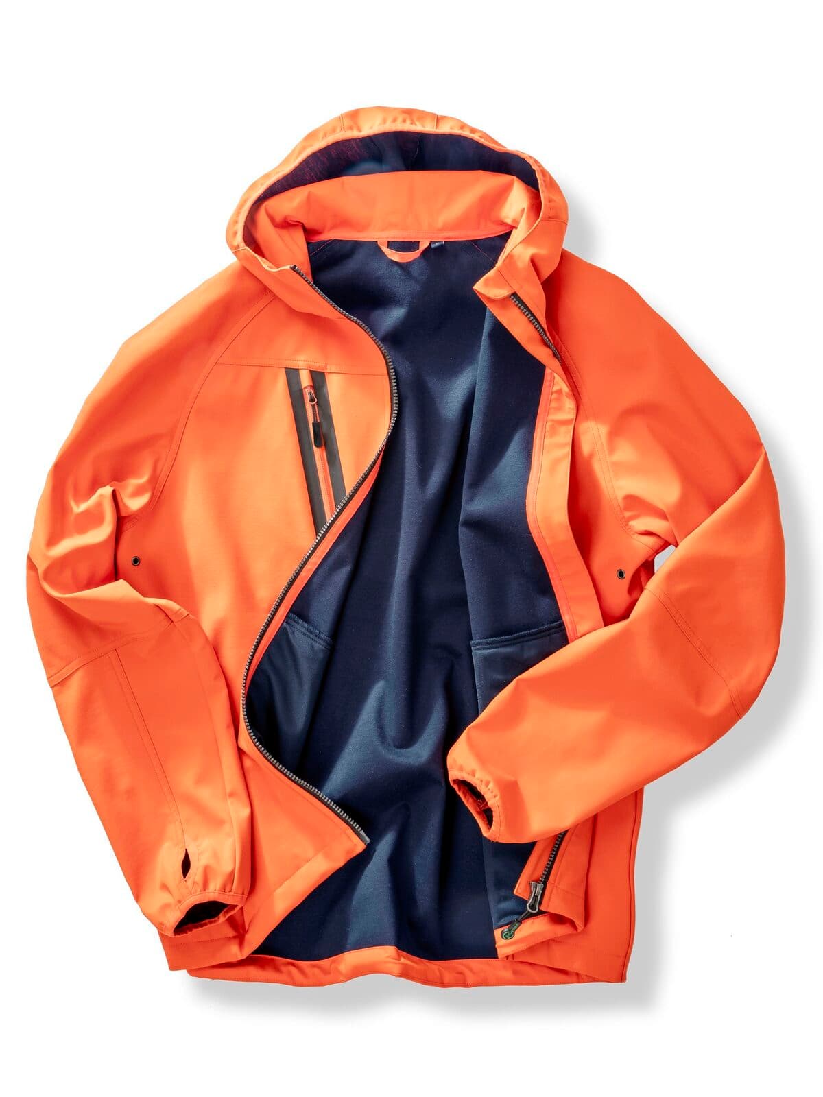 fluorescent orange/navy